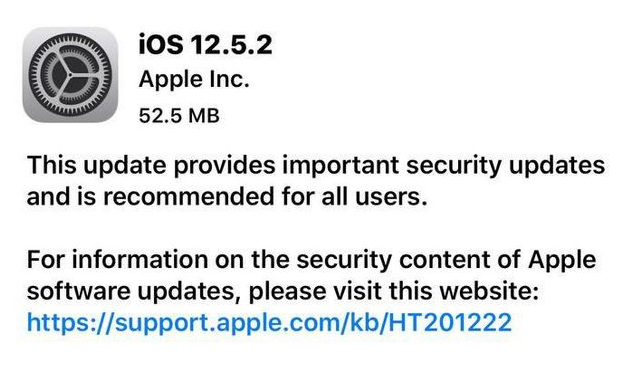 乡宁苹果手机维修分享iOS12.5.2发布，建议所有老苹果用户安装 